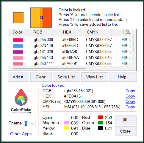 Colorpicke screen
